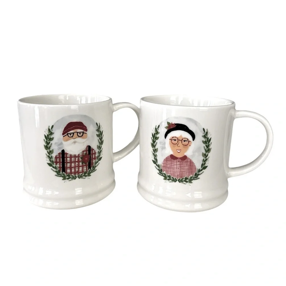 Target Mr and Mrs Lumberjack Claus Porcelain Coffee Tea Christmas Mugs Set of 2